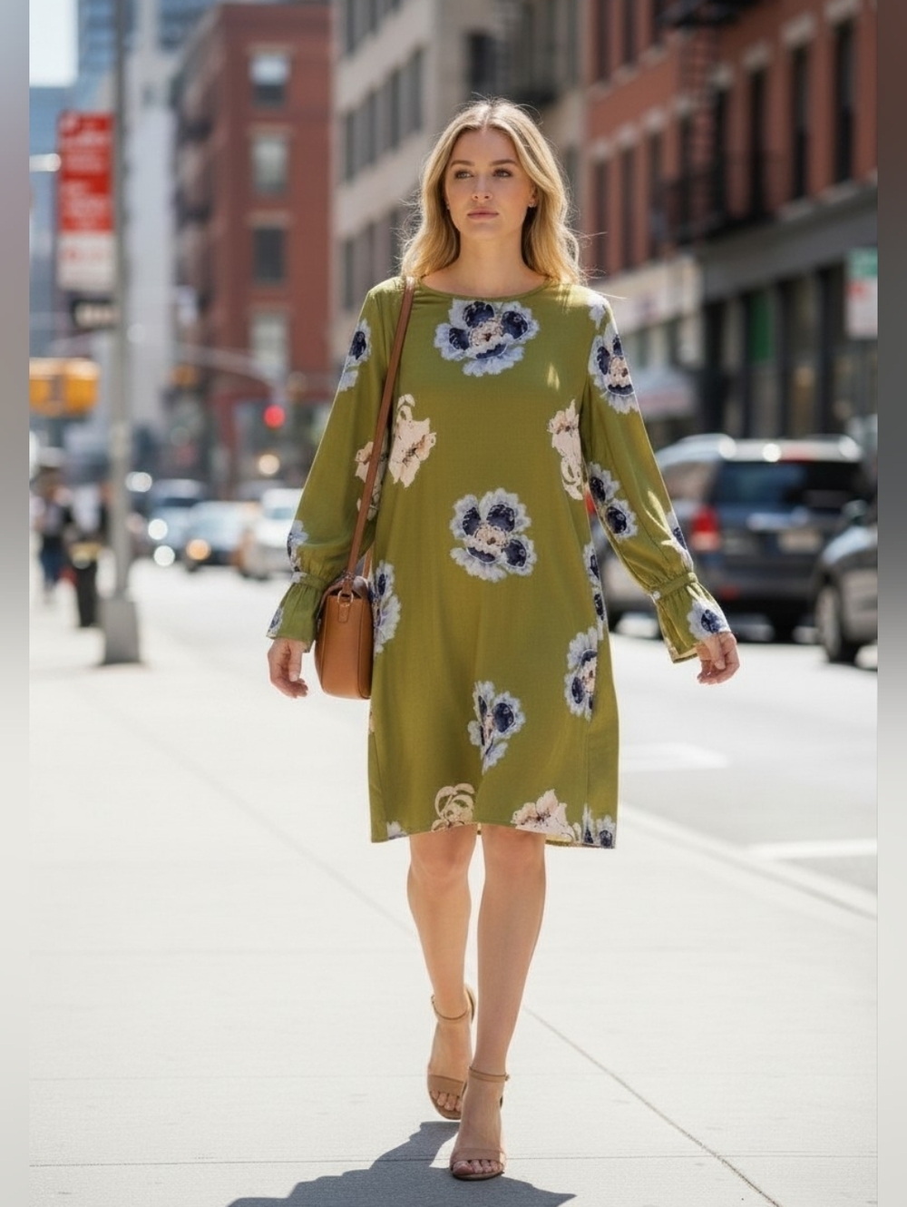 LOFT Chartreuse Dress With Feminine Tie Sleeves, Sz M